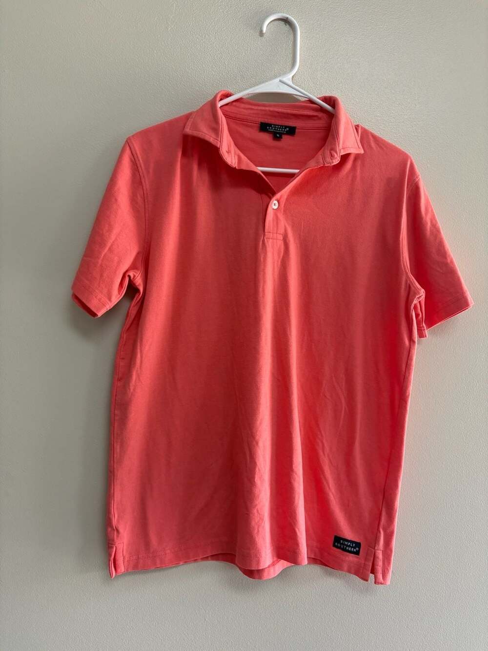 Simply Southern Men's Coral Polo Shirt Size S